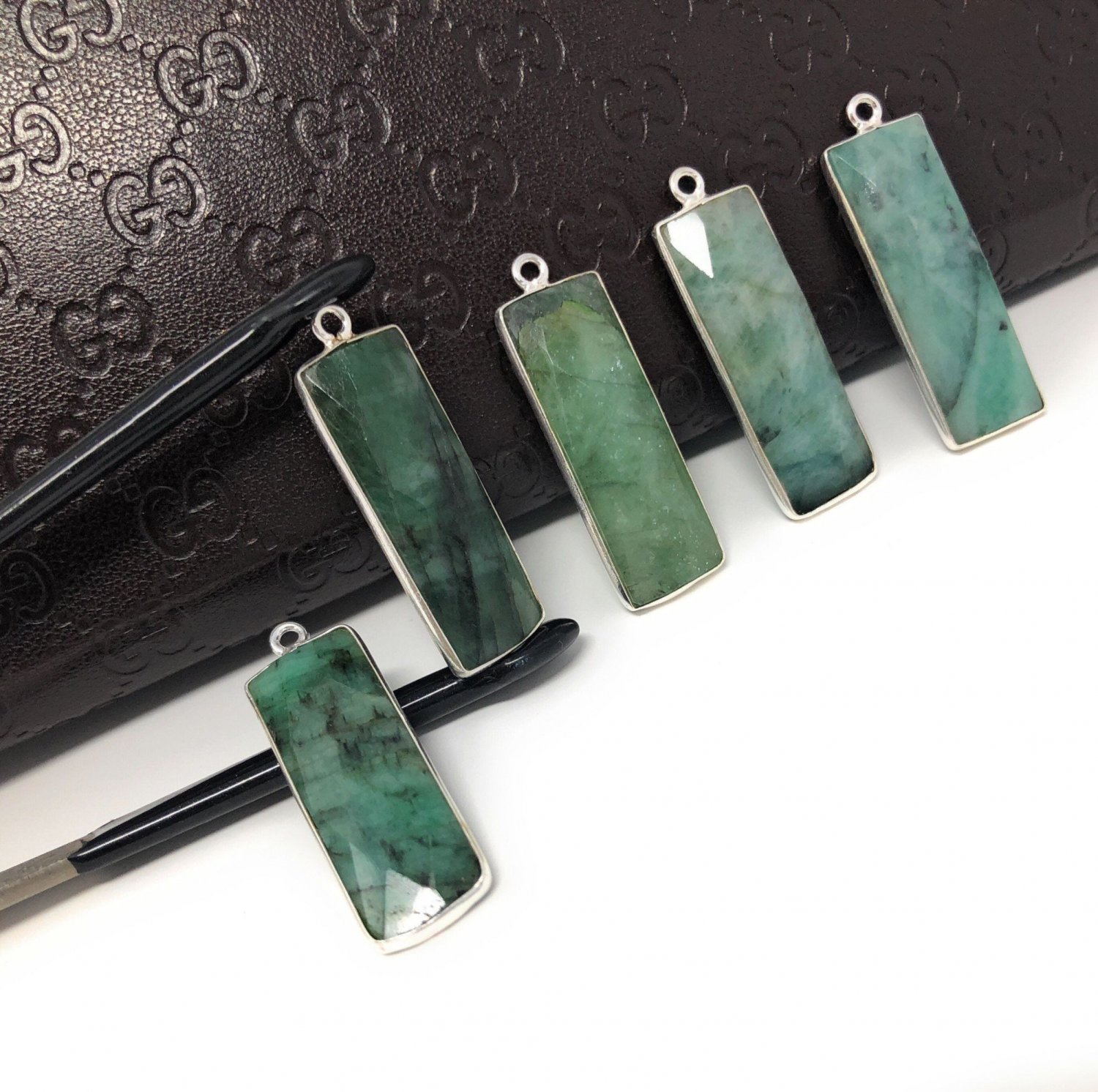 Emerald Charms; Gemstone Charms; Sterling Silver CharDIY Earrings 31.75X10.5mm 1 Pc Default Title
