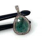 Emerald Diamond Pendant; NMay Birthstone Pendant Pave Diamond Pendant 1.10' x 0.75' Default Title