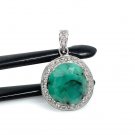Emerald Diamond Pendant; NMay Birthstone Pendant Pave Diamond Pendant 1.15' x 0.75' Default Title