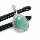 Emerald Diamond Pendant; NMay Birthstone Pendant Pave Diamond Pendant 1.20' x 0.70' Default Title