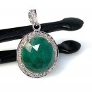 Emerald Diamond Pendant; NMay Birthstone Pendant Pave Diamond Pendant 1.20' x 0.75' Default Title