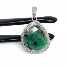Emerald Diamond Pendant; NMay Birthstone Pendant Pave Diamond Pendant 1.20' x 0.80' Default Title