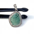 Emerald Diamond Pendant; NMay Birthstone Pendant Pave Diamond Pendant 1.25' x 0.75' Default Title