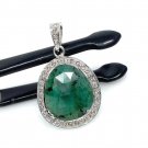 Emerald Diamond Pendant; NMay Birthstone Pendant Pave Diamond Pendant 1.25' x 0.75' Default Title
