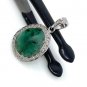 Emerald Diamond Pendant; NMay Birthstone Pendant Pave Diamond Pendant 1.25' x 0.75' Default Title