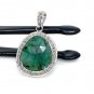 Emerald Diamond Pendant; NMay Birthstone Pendant Pave Diamond Pendant 1.25' x 0.75' Default Title