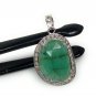 Emerald Diamond Pendant; NMay Birthstone Pendant Pave Diamond Pendant 1.30' x 0.75' Default Title