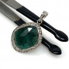 Emerald Diamond Pendant; NMay Birthstone Pendant Pave Diamond Pendant 1.35' x 0.80' Default Title