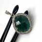 Emerald Diamond Pendant; NMay Birthstone Pendant Pave Diamond Pendant 1.35' x 0.80' Default Title