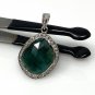 Emerald Diamond Pendant; NMay Birthstone Pendant Pave Diamond Pendant 1.35' x 0.80' Default Title