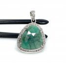 Emerald Diamond Pendant; NMay Birthstone Pendant Pave Diamond Pendant 1.35' x 0.85' Default Title