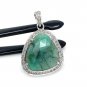 Emerald Diamond Pendant; NMay Birthstone Pendant Pave Diamond Pendant 1.35' x 0.85' Default Title