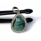 Emerald Diamond Pendant; NMay Birthstone Pendant Pave Diamond Pendant 1.40' x 0.75' Default Title