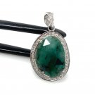 Emerald Diamond Pendant; NMay Birthstone Pendant Pave Diamond Pendant 1.40' x 0.75' Default Title