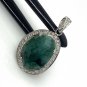 Emerald Diamond Pendant; NMay Birthstone Pendant Pave Diamond Pendant 1.40' x 0.75' Default Title
