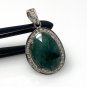 Emerald Diamond Pendant; NMay Birthstone Pendant Pave Diamond Pendant 1.40' x 0.75' Default Title