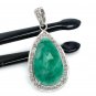 Emerald Diamond Pendant; NMay Birthstone Pendant Pave Diamond Pendant 1.45' x 0.70' Default Title
