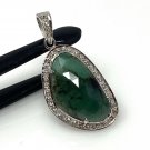 Emerald Diamond Pendant; NMay Birthstone Pendant Pave Diamond Pendant 1.45' x 0.75' Default Title