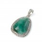 Emerald Diamond Pendant; NMay Birthstone Pendant Pave Diamond Pendant 1.75' x 0.80' Default Title