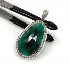 Emerald Diamond Pendant; NMay Birthstone Pendant Pave Diamond Pendant 1.75' x 0.90' Default Title