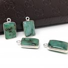 Emerald Gemstone Charms; Sterling Silver Charms; JewelrBracelet Charms 17X10mm 1 Pc Default Title