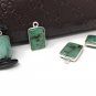Emerald Gemstone Charms; Sterling Silver Charms; JewelrBracelet Charms 17X10mm 1 Pc Default Title
