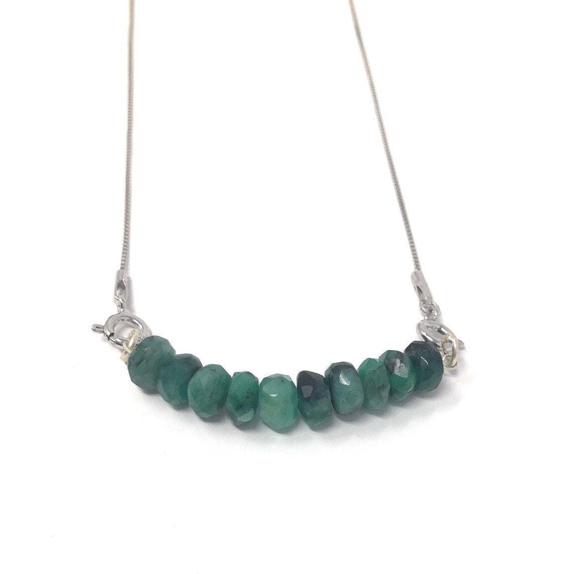 Emerald Necklace; GemstoneMay Birthstone Necklace Layering Necklace Healing Jewelry Default Title