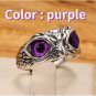 Emon Eye Owl Ring; Vintage Animal Open Statement Adjustable Finger Rings For Men Red