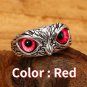 Emon Eye Owl Ring; Vintage Animal Open Statement Adjustable Finger Rings For Men Red