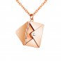 Envelope Locket Necklace Message Pendant Gift Stainless Steel Jewelry gold