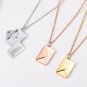 Envelope Locket Necklace Message Pendant Gift Stainless Steel Jewelry rose gold
