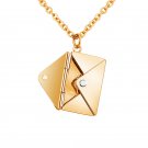 Envelope Locket Necklace Message Pendant Gift Stainless Steel Jewelry silver