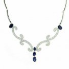 Estate-look Deep Blue CZ and Simulated Diamond CZ Necklace N4499BL