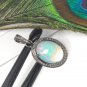 Ethiopian OOxidized Sterling Silver Opal Pendant Pave Diamond Jewelry Gifts for Her Default Title
