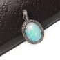 Ethiopian OOxidized Sterling Silver Opal Pendant Pave Diamond Jewelry Gifts for Her Default Title