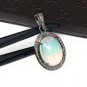 Ethiopian OOxidized Sterling Silver Opal Pendant Pave Diamond Jewelry Gifts for Her Default Title