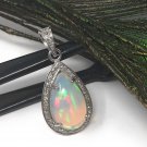 Ethiopian Opal PendaSterling Silver Opal Pendant Pave Diamond Jewelry Gifts for Her Default Title