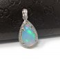Ethiopian Opal PendaSterling Silver Opal Pendant Pave Diamond Jewelry Gifts for Her Default Title
