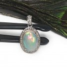 Ethiopian Opal PendaSterling Silver Opal Pendant Pave Diamond Jewelry Gifts for Her Default Title