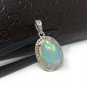 Ethiopian Opal PendaSterling Silver Opal Pendant Pave Diamond Jewelry Gifts for Her Default Title