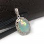 Ethiopian Opal PendaSterling Silver Opal Pendant Pave Diamond Jewelry Gifts for Her Default Title