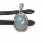 Ethiopian Opal PendaSterling Silver Opal Pendant Pave Diamond Jewelry Gifts for Her Default Title