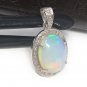 Ethiopian Opal PendaSterling Silver Opal Pendant Pave Diamond Jewelry Gifts for Her Default Title