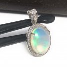Ethiopian Opal PendaSterling Silver Opal Pendant Pave Diamond Jewelry Gifts for Her Default Title
