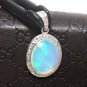 Ethiopian Opal PendaSterling Silver Opal Pendant Pave Diamond Jewelry Gifts for Her Default Title