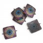 Evil Eye Charm; CZ Micro Pave Square Connector; Jewelry FinConnector Charms 22x17.5x3mm 1 Pc Gold