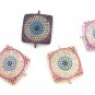 Evil Eye Charm; CZ Micro Pave Square Connector; Jewelry FinConnector Charms 22x17.5x3mm 1 Pc Gold