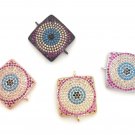 Evil Eye Charm; CZ Micro Pave Square Connector; JewelrConnector Charms 22x17.5x3mm 1 Pc Gun Metal