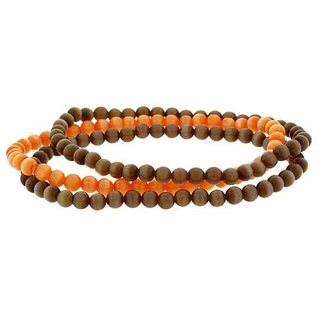 Fall Orange Brown Cats Eye Stone 4mm Bead Stretch Bracelet Set S9903