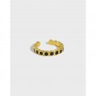Fashion Black Round Epoxy 925 Sterling Silver Non-Pierced Earring(Single) Yellow Gold ( Single)